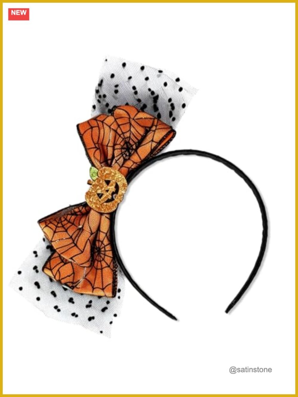 Halloween Pumpkin Headband Mesh Bow Spider Web Hair Accessory